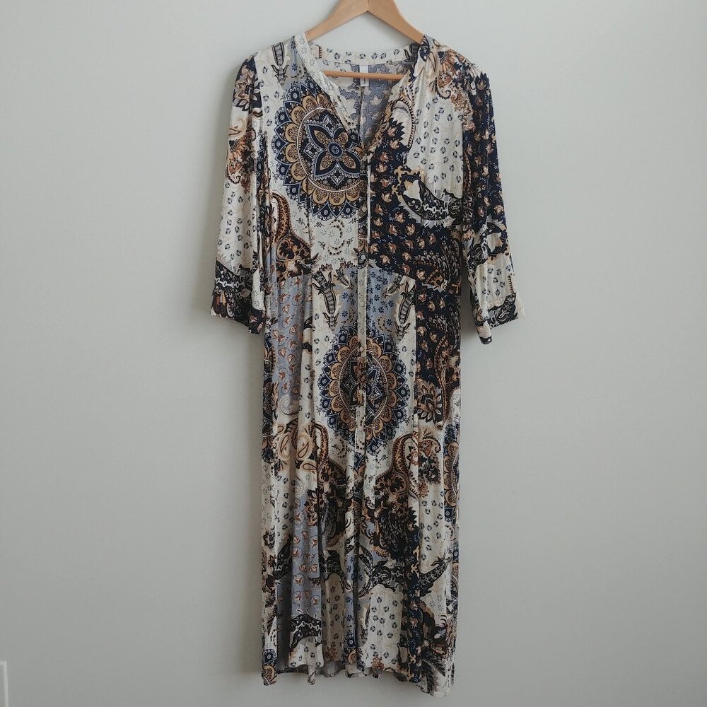 Soya Concept Denmark midi maxi button front dress boho paisley Medium